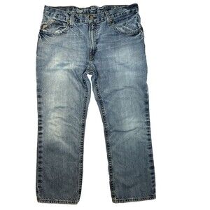 Ariat M4 Low Rise Boot Cut Jeans Legacy 38x30 Relaxed Fit Distressed Denim